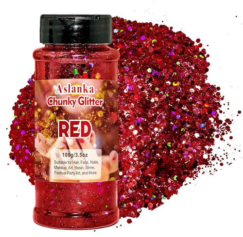 Paillettes Holographiques Rouges et Noires pour Visage, Corps, Cheveux, Nail Art, Maquillage, Slime et Bricolage