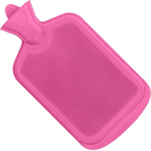 SteadMax Wärmflasche 2L (68oz), Natürlicher Kautschuk, BPA-frei, Heizkissen, Bettwärmer, Große Tragbare Wärmeflasche für Rücken, Nacken, Menstruationsbeschwerden (1 Stück, Rosa)