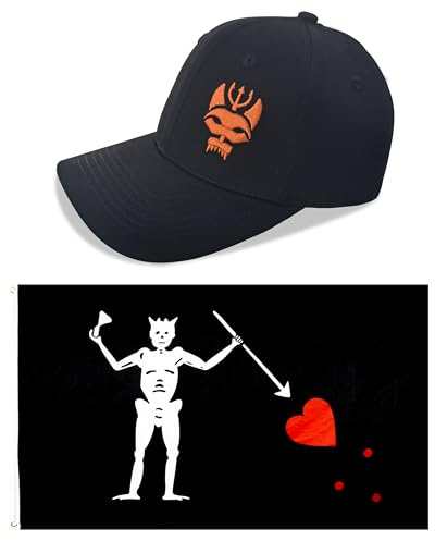 YUSENGMOO Schwarz Baseballkappe aus Baumwolle Patch-Set | Unisex-Kappen,Trucker-Kappen,Gartenfahnen,Edward Teach,einfarbig, schwarz,Laufen,Angeln,Jagen,tolles Geschenk