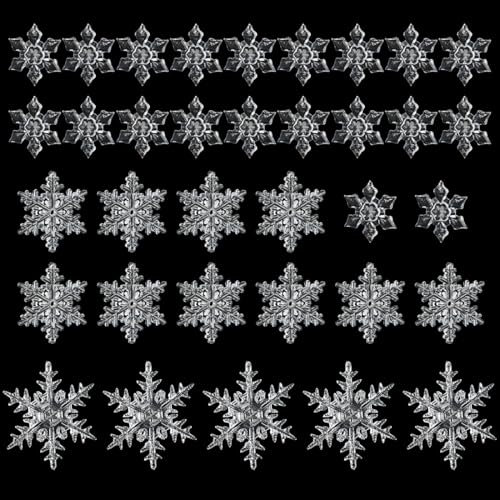 35 pezzi di fiocchi di neve in cristallo acrilico trasparente appesi ornamenti per l'albero di Natale per la decorazione dell'albero di Natale, decorazioni natalizie fai-da-te