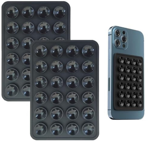 iLamvie 2er Pack Silikon-Saugnäpfe für Alle Handy-Modelle, Anti-Rutsch-Handyhalter für Selfies und Videos,Freihändig,Langlebig & Leicht Bedienbar(2 Schwarz)