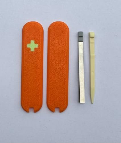 Replacement Covers For Victorinox Scales 58mm Plastic Handles With Tweezers And Toothpick Glowing Cross (Orange)