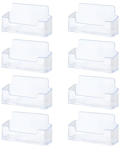 IETWATE Visitenkartenhalter aus Kunststoff, zum Präsentieren von Visitenkarten, personalisierbar, transparent, 95 x 23 x 48 mm, für Büro, Hotel, Ausstellung, Arbeitsplatte, 8 Stück