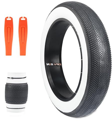 E Bike 20 x 4,0 Fat Tire 20 x 4 Fat Tire 20x4 Fahrradreifen, 1 Packung, strapazierfähiger, verschleißfester E-Bike-Mountainbike-Reifen, Fatbike-Reifen, weiße Wand, 1 Reifen