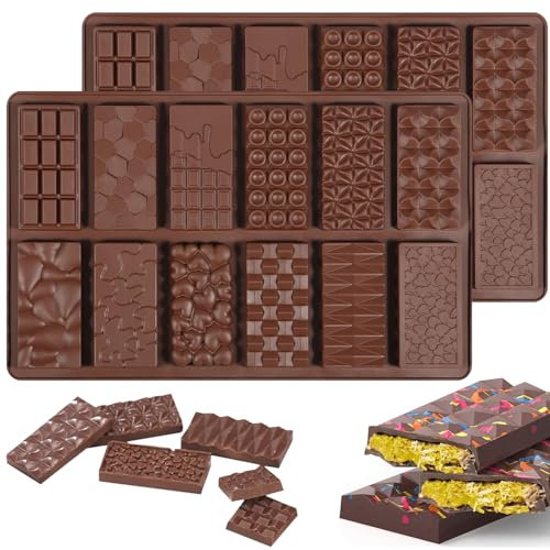 Pack of 2 Chocolate Moulds Silicone Deep, Extra Deep Chocolate Mould, Chocolate Bar Deep Chocolate Mould, Dubai Chocolate Mould for Chocolate Praline Sweets (A)