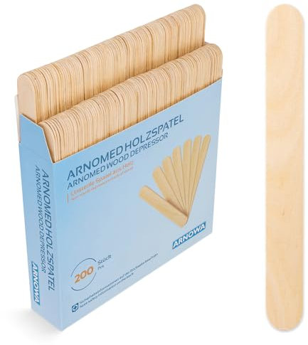 200x ARNOMED bastoncini in legno, spatola per il crafting 15x1,8cm, fai da te, bastoncini usa e getta per il crafting, spatola per cosmetici, accessori per il crafting, bastoncini per gelato in legno