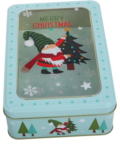 TOPBATHY Christmas Cookie Tin Lids Metal Present Storage Box Tinplate Biscuit Jar Popcorn Tin Empty Nutcracker Cookie Jar