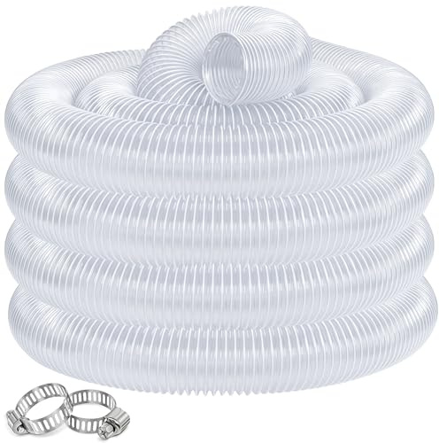 Dust Collection Hose 4” - 10ft Clear Flexible PVC Fume Hose with Carbon Steel Wire for Dust Collector Table Saw Planer Woodworking, Lightweight and Puncture Resistant, with 4 Clamps (Regular Design)
