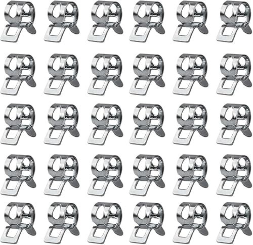 SANTUO 30 Pcs 4mm Spring Hose Clips, Metal Fuel Line Hose Pipe Clips, Silicone Vacuum Hose Clamps for Water Pipe Air Tube Fastener Motorcycle Scooter ATV
