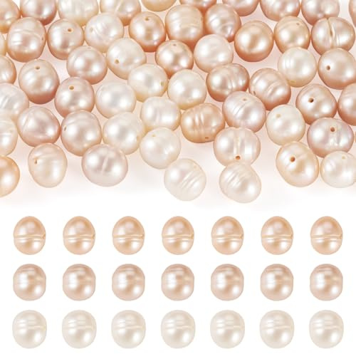 Crafans - 60 perle naturali d'acqua dolce coltivate, 3 stili, a forma di patata, perle per gioielli per la creazione fai-da-te di bracciali, collane e orecchini