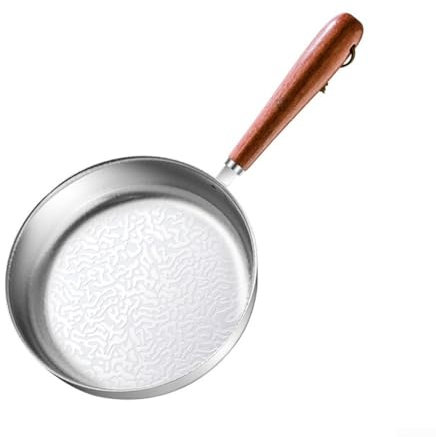 YJDOORPLAY Sartén pequeña, para freír huevos, acero inoxidable con fondo plano, patrón de copo de nieve, acero inoxidable 304, para cocinar una sola porción (16 cm)