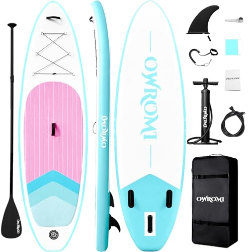 OWROMI Aufblasbare Stand Up Paddle Boards mit Premium SUP Paddle Board Zubehör, breites stabiles Design, Anti-Rutsch-EVA-Deck für Jugendliche & Erwachsene