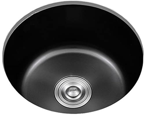 NZPOST Fregadero de Cocina de un Seno Redondo de Acero Inoxidable, para empotrar o bajo encimera (32 x 32 x 17 cm)