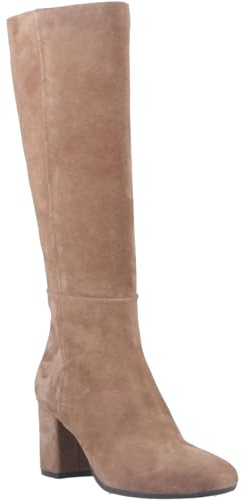 Hush Puppies Oprah - Stivali alti da donna, in pelle scamosciata, con tacco moka, Marrone chiaro, 38 EU