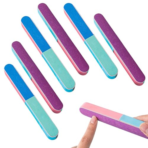ApexPine 6 Pcs 7-Way Nail File Buffer Set for Home Salon Manicure | 6 pack 7-way nail buffer blocks, EVA material multi grit surfaces, for home salon manicure nail polishing care