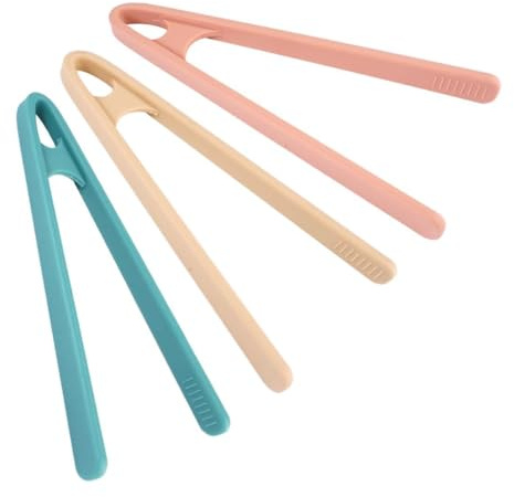 3 Pièces Pince Cuisine Silicone 14cm, Mini Pinces de Cuisine en Silicone Colorées, Pinces Portables Antidérapantes pour Fruits, Pinces à Pâtes sans BPA, Pinces de Cuisson pour Motricité Fine