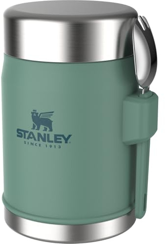 STANLEY Classic Food Jar and Spork 14 oz | Vacuum Insulated Food Container | Wide Mouth Screw On Lid | Packable for Travel | Stainless Steel with Leakproof Lid | BPA-Free | Spring Green