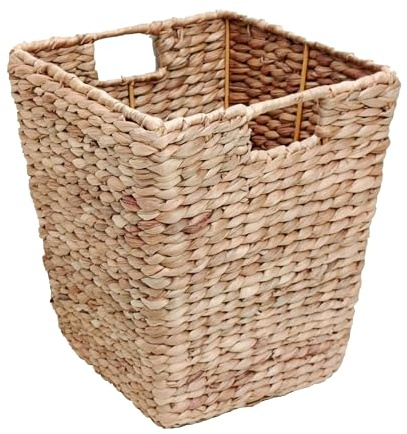 Relaxdays Cestino in giacinto d'Acqua, A x L x P: 30 x 25 x 25 cm, per Ufficio e Soggiorno