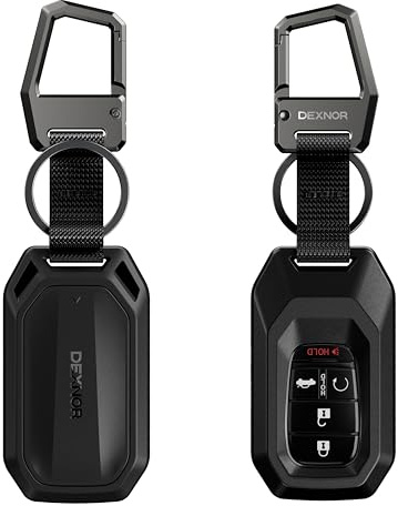 Dexnor Auto Robuste Schutzhülle mit Karabiner & Schlüsselanhänger, Autoschlüssel-Etui Schutzhülle Kompatibel mit Honda 5-Tasten Civic Accord CR-V HR-V Pilot 2022-2026, Key Fob Hülle - Schwarz