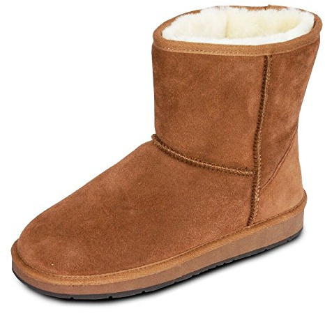 HEITMANN Damen Fell Boots Lammfell Stiefel, Fellstiefel, Fellboots, Camel, grau (40, Camel)