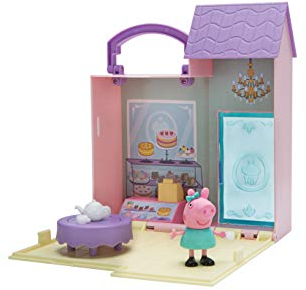 Jazwares 97005 - Peppa Wutz kleine Bäckerei, Aufklappbares Spielset mit Griff, 1 exklusive Spielfigur & viel Zubehör, Spielhaus mit Funktion, Original Peppa Pig Spielzeug Haus für Kinder ab 2 Jahren