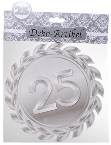 Udo Schmidt Dekoschild 25 Silber Pappe Medaille 25. Geburtstag Jubiläum Deko Party
