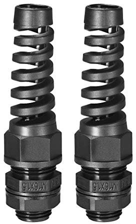 sourcing map M16 Cable Gland Waterproof IP68 Nylon Joint Adjustable Locknut with Strain Relief for 6-10mm Dia Wire, 2 Pcs