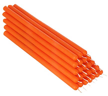 NKlaus 25x orange Bienenwachs 21cm rußfrei Tafelkerzen farbige Osterkerzen Ritualkerze Hochzeitskerzen Tropfkerzen 36345