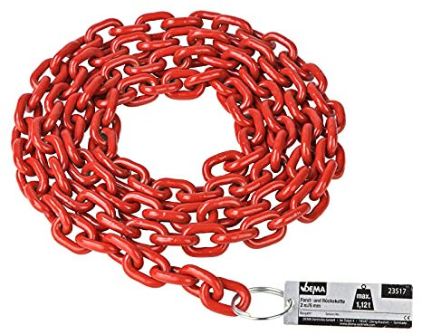DEMA Forstkette Rückekette 2m 6mm – Robuste Chokerkette, Schleifkette, Zugkette, 1,12t Tragkraft, Güteklasse 8, Stahl, Forstseilwinde, Holzrücken, Waldarbeit, Forstwirtschaft