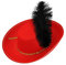 W WIDMANN MILANO Party Fashion 34152 - Musketier Hut mit Feder, Rot, aus Filz, Hut, Kopfschmuck, Accessoire, Mottoparty, Karneval