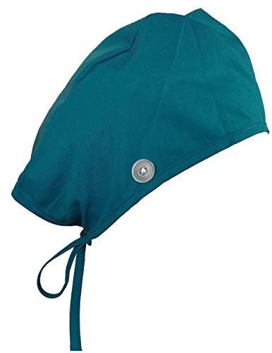 Scrub Cap mit Knöpfen, Chirurgische Kappen für Männer, Frauen oder Unisex Scrub Hüte, medizinische Krankenschwestermützen mit Bindebändern, petrol, Einheitsgröße
