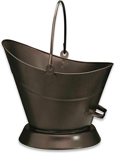 Heavy Duty Metal Fireside Waterloo Bucket Fireplace Hod Scuttle Coal Fuel Ash Wood Log Storage Option with Shovel and Poker (Bronze/Oxy Waterloo Bucket)