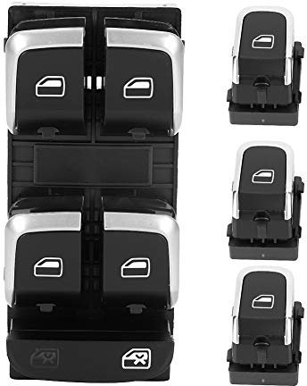 Fensterschalterknopfsatz, 4St./Satz Links Rechts ABS Fahrglas Schaltschaltersatz Schwarz Passend für A4/S4 B8 08-12 4H0959