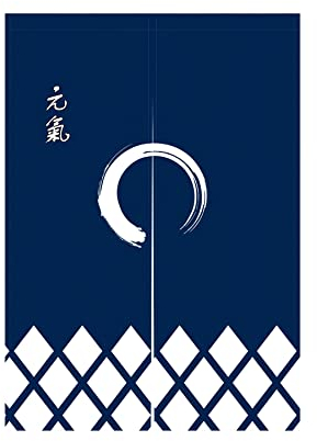 LIGICKY Japanischer Stil dick Leinen Noren Lang Vorhang Tür Vorhang Raumteiler Tapisserie für die Heimtextilien 85 x 150cm, Marineblau und Weiß (Vitalität, Glücksmuster)