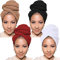 Xtrend 4 Stück Stretch-Jersey-Turban-Kopfwickel, gestrickt, Kopfbandagen, städtisches Haar, einfarbig, atmungsaktiv, ultraweich, extra lang, für Damen (Kamel, Weinrot, Schwarz, Weiß)