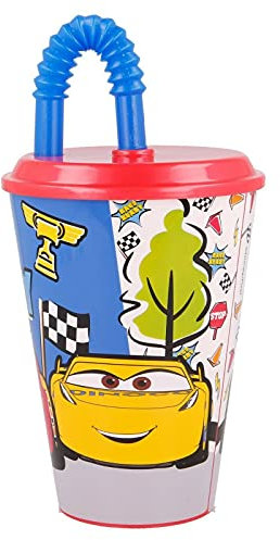Gold1 Kids Character Sports Tumbler 430ML Drinking Re-usable Plastic Cup with Straw (Cars)