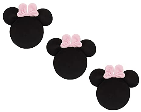 Disney Wanddekoration in Minnie-Maus-Form, schwarzer Plüsch mit rosa Schleife, 3-teilig