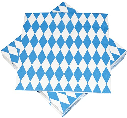 HEKU 100 Servietten, 3-lagig, 33x33cm, bayrisch blau I Saugstark und praktisch verpackt I Ideal für besondere Anlässe