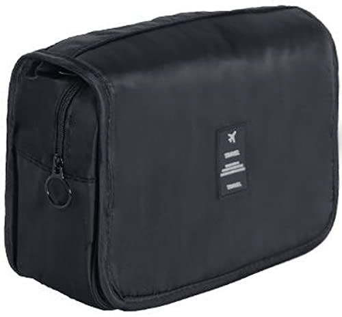 Travel Hanging Toiletry Wash Bag, Veyarien Folding Waterproof Makeup Cosmetic Bags Organizer for Women Ladies Girls (Black)