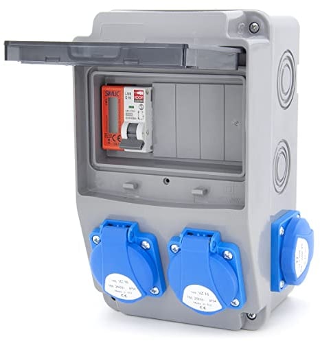 ELS Elektrotechnika Baustromverteiler Wandverteiler mit LS Schalter und Zähler, Schuko 4x230V + Leitungsschutzschalter 1x LS C16 + MID Stromzähler, Verdrahtet, für Innen- und Außenräume, IP54