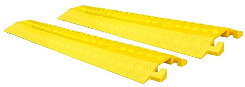 2 Pcs Cable Protector 1000MM | Plastic Cable Ramp Yellow | Drop Over Cable Cover for Indoor | Floor Wire Concealment Ramp with Interlock