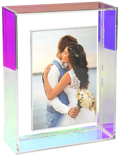 Mutellstory Acryl-Bilderrahmen, 12,7 x 17,8 cm, Neonfarben, schwebender Fotorahmen für Wandhalterung und Tischplatte, dekorativ, in Galerie, Heimbüro, schillernd