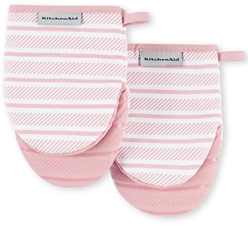 KitchenAid Albany Mini Oven Mitt 2-Pack Set, Dried Rose, 5.5x8