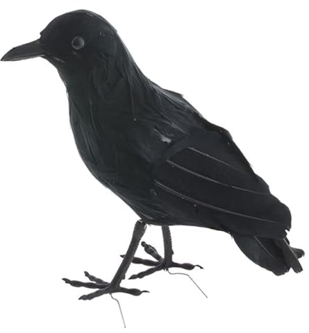 PARTY DISCOUNT NEU Deko-Figur Rabe, mit echten Federn, 23 cm