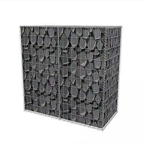 Keketa Gabion Baskets, Metal Gabion Cages with 5 x 10 cm Mesh for Stones, Galvanised, Garden Decor Wall Partition 100x50x100 cm