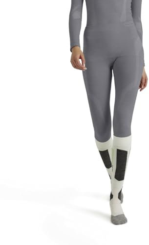 FALKE Damen Baselayer-Hose Wool-Tech Long W Ti Wolle Funktionsmaterial schnelltrocknend 1 Stück, Grau Grey-Heather 3757, XL