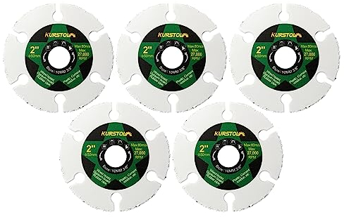 KURSTOL Hartmetall Trennscheibe für Holz - 50mm × 5 Scheiben für Holz Gummi Kunststoff Gipsplatte, mit 10mm Bohrungsdurchmesser
