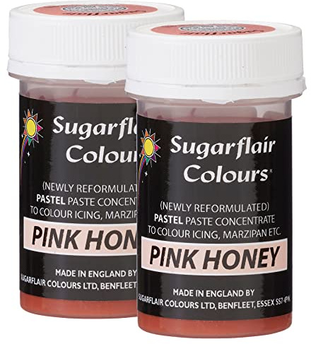 Sugarflair Pink Honey Pastel Food Colouring Paste, Highly Concentrated for Use with Sugar Pastes, Buttercream, Royal Icing or Cake Mix, Subtle Colour Dye - 25g (Pack of 2)