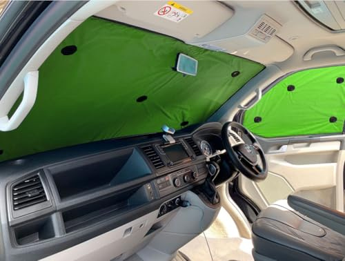 Covprotec 1 Paar mittlere Thermo-Rollos, kompatibel/Ersatz für Volkswagen Caddy Maxi Life (2007–2020), Trägerfarbe in Limette