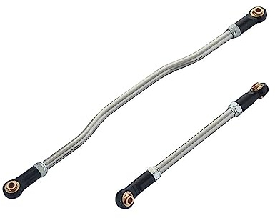 1/10 Steering Links 2Pcs Metal Adjustable Steering Linkage Servo Link Pull Rod for 1/10 RC Crawler Axial Capra 1.9 Unlimited Trail Buggy RTR Upgrades Accessories (1/10 Capra Steering Links Black)